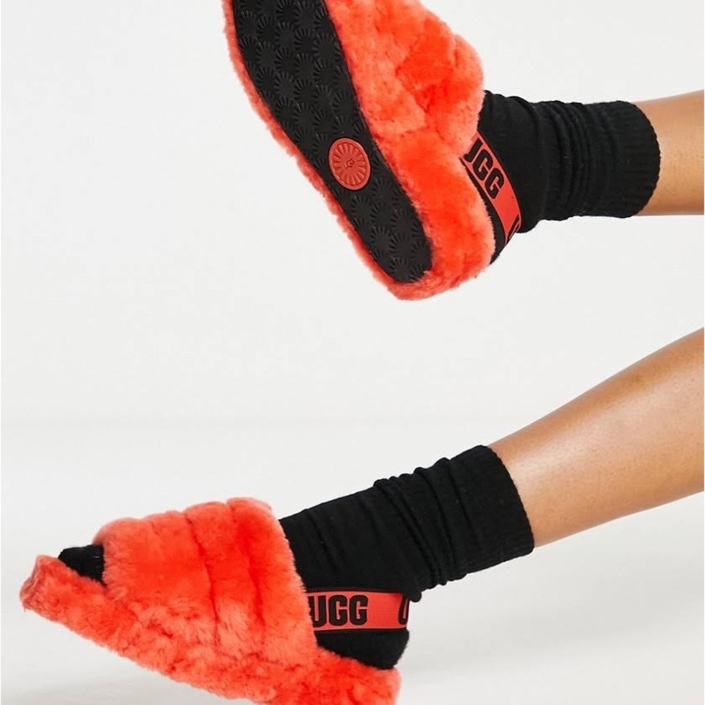 UGG Fluff Yeah slides in hazard orange